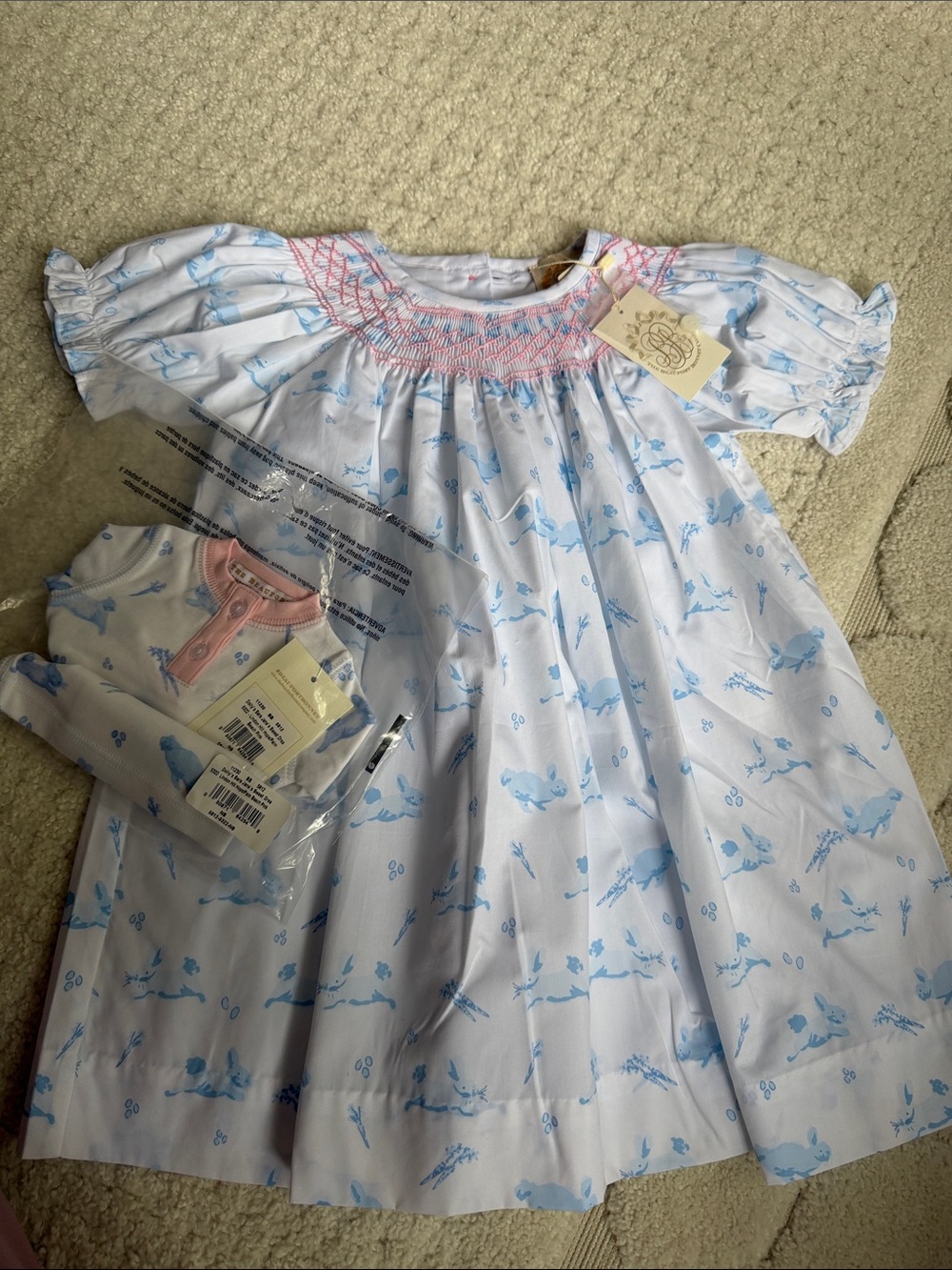 TBBC Smocked Bunny Dress + matching dolly nighty